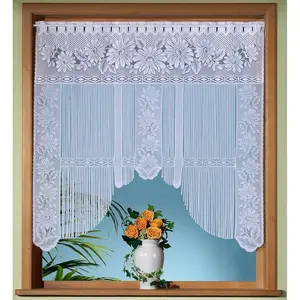 Тюль Scheibengardine Emilia с держателем на карниз, 1 шт., жаккард, занавеска, нитяная тюль, цветочный узор, размер ВxШ: 105x105, штора Weckbrodt, белый