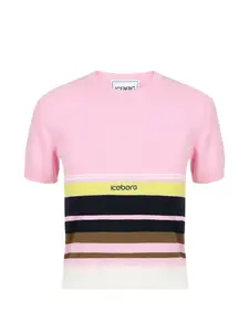 Полосатая футболка Iceberg, розовый