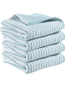Erwin Müller Набор из 4 жаккардовых полотенец в полоску "Констанс" синего цвета
