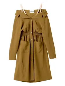 Платье из сабле MIU MIU, зеленый