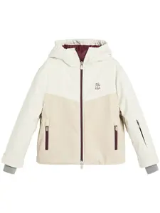 Пуховик с капюшоном Brunello Cucinelli Kids, белый