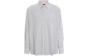 HUGO BOSS Рубашка Oversized-Fit в полоску из хлопкового поплина мужская White