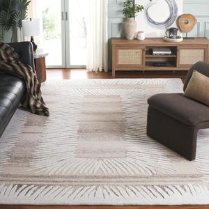 Ковер SAFAVIEH, 244 x 305 см, - коллекция Ebony - большой - Ivory & Brown, ручной работы из шерсти, идеально для гостиной, спальни, офиса, столовой (EBN814T)