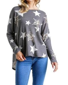 Топ с вафельной вязкой Star & Leopard в цвете антрацит Umgee