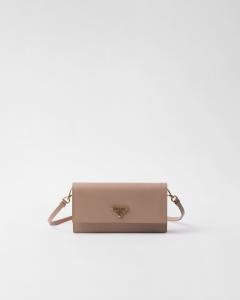 Мини-сумка из сафьяновой кожи Prada, бежевый