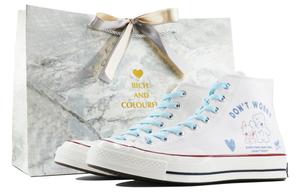 1970-е годы Кеды унисекс с высоким берцем розового/синего цвета Converse