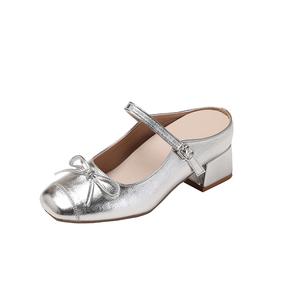 Женские сандалии с закрытым носком и резиновой подошвой, устойчивые к истиранию TATAYA, Silver