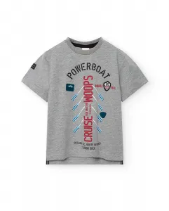 Детская футболка с круглым вырезом и короткими рукавами Boboli, светло-серый