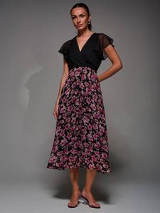 Двухцветное платье из шифона Jolie Moi, Pink