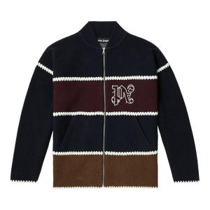 Куртка Palm Angels Monogram Striped Knit Jacket, Navy Blue