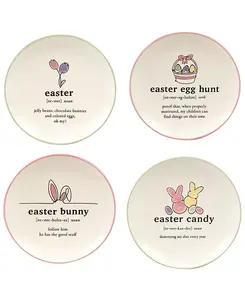 Пасхальные слова, набор из 4 тарелок для канапе Certified International, pink