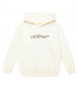 Худи из хлопкового джерси с логотипом Off-White Kids, белый
