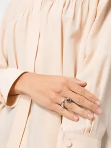 Кольцо с гранатом и серыми бриллиантами Rosa Maria, серебяный