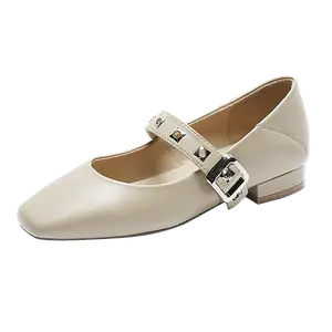 GUDIANFENGDU Женские туфли Мэри Джейн абрикосовые, цвет Apricot