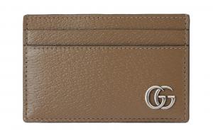 GUCCI Кожаный картхолдер GG Marmont мужской бежевый