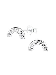 Alexander York Серьги-гвоздики с радужными кристаллами, белые, из серебра 925 пробы, комплект из 2 штук