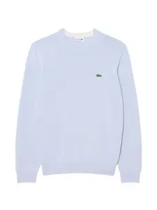 Свитер приталенного кроя с логотипом Lacoste, синий