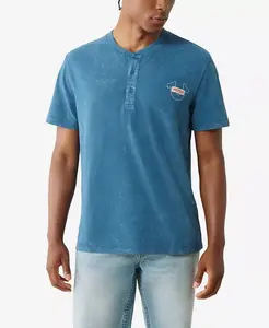 Мужская футболка с коротким рукавом из пике с минеральным патчем True Religion, синий