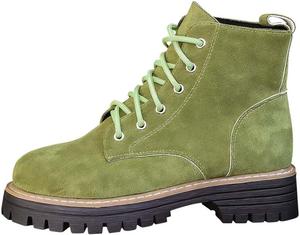 Женские замшевые ботинки на щиколотку Canbebig, противоскользящие, в стиле милитари, с массивным низким каблуком, для верховой езды, прогулок и активного отдыха, ретро, однотонные, модные, удобные, водонепроницаемые, короткие ботинки, Green02