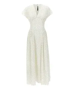 Длинное платье в горошек Rotate Birger Christensen, белый