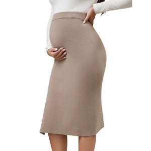 Женский свитер для беременных с миди-юбкой, эластичный, облегающий, на высокой талии с разрезом сбоку Inspire Chic, Khaki