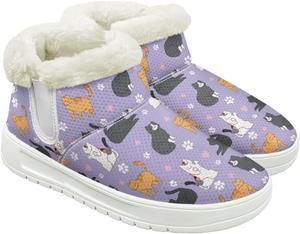 Женские зимние ботинки с меховой подкладкой, теплые зимние ботинки для женщин, уличная обувь на каждый день, зимние ботинки без шнурков Fuojuvelie, Cat