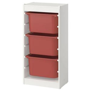 Комбинация для хранения с ящиками TROFAST IKEA, 46x30x95 см, белый/красный