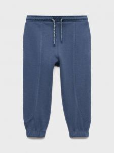 Детские хлопковые джоггеры с зауженным кроем и шнурком Mango, Dark Blue