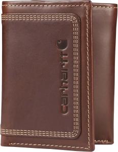 Кошелек Carhartt Men's Rugged Leather Triple Stitch, доступен в нескольких вариантах, Brown (Trifold)