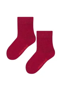 Теплые термовязаные носки в рубчик из шерсти мериноса на зиму Steven, красный
