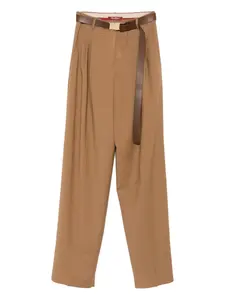 Брюки с поясом MAX MARA, коричневый