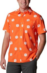 Columbia Men's CLG Super Slack Tide рубашка, Cle - Spark Orange Logo Print