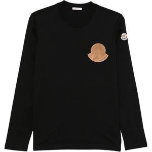 Топ с длинным рукавом и нашивкой с логотипом Moncler, черный