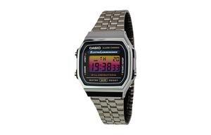 CASIO Мужские часы Retrofit Series с кварцевым механизмом, стальной браслет, черный циферблат