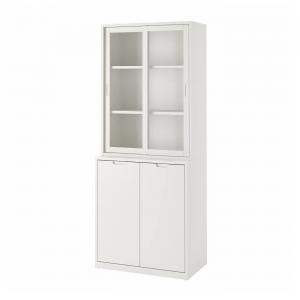 Шкаф для хранения вещей с раздвижными стеклянными дверцами TONSTAD IKEA, 81x47x201 см, цвет glass