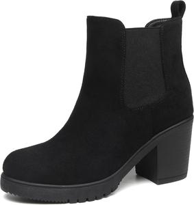 Женские ботильоны TYNDALL с низким массивным каблуком и платформой, 25Black/Suede