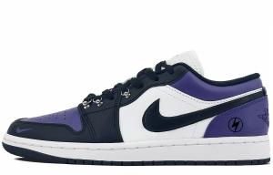 Кроссовки Air Jordan 1 Vintage Basketball Shoes Unisex Low-top Black/purple, фиолетовый