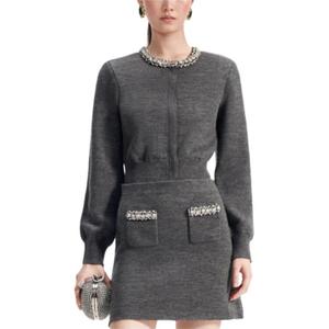 Self-portrait Свитер с автопортретом женский светло-серый