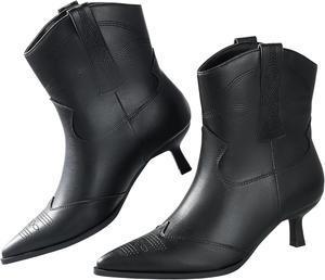 Ankis Женские ботильоны с каблуком-мини, ковбойские ботинки с заостренным носком, вечерние западные короткие ботинки