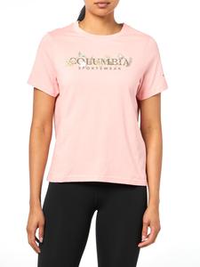 Женская футболка Columbia Rolling Bend с коротким рукавом и принтом, Pink Sand/Outback Critters