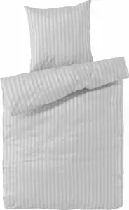 Постельное белье из дамаска 135x200 в серебристую полоску, пододеяльник 135 x 200 в полоску, 100% хлопок Carpe Sonno