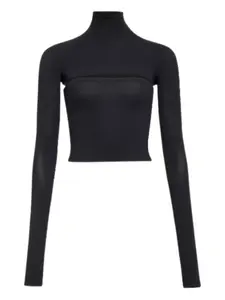 Топ с вырезами и длинными рукавами Alaïa, черный