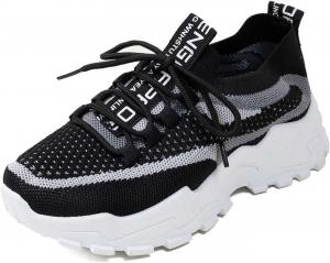Женские дышащие удобные кроссовки, легкие повседневные прогулочные туфли с эластичной застежкой для ежедневной носки Generic, Black1