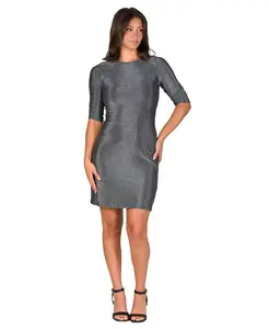 Мини-платье-футляр с рукавами до локтя и блестящим облегающим лифом 24seven Comfort Apparel, серебряный