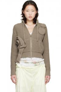 Open Yy Вязаный свитер на молнии с аппликацией бежевого цвета