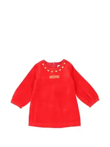 Платье с вышитым логотипом Moschino Kids, красный