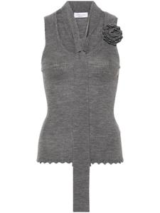 Blumarine трикотажная майка с цветочной аппликацией, серый