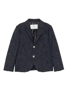 Пиджак из вирджинской шерсти с узором пейсли Etro Kids, синий