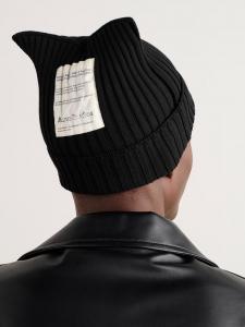 Шапка-бини из хлопковой смеси с аппликацией логотипа Koton ACNE STUDIOS, черный