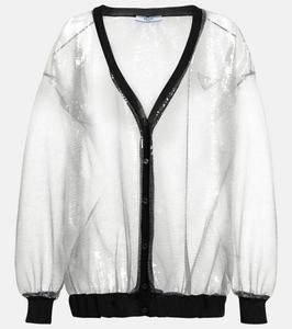 Кардиган из тюля с пайетками Prada, Argento